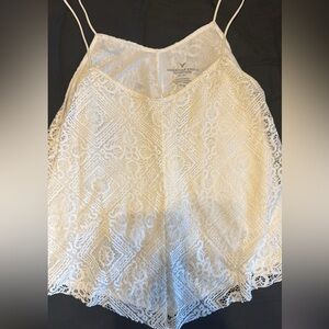 American Eagle Cream Lace Top